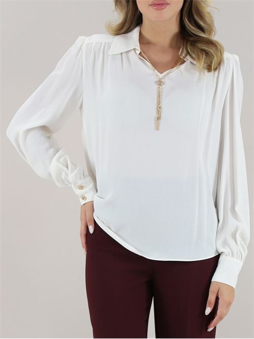 Blusa con arricciature e catena Oval T TWINSET | TP2291/00381